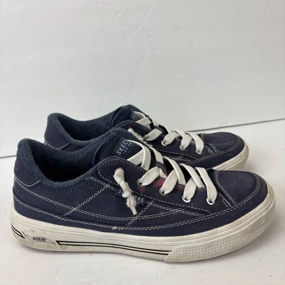 Skechers Arch Fit Arcade - Arcata Navy Blue Canvas Sneakers Shoes Women’s size 9 - Picture 3 of 9